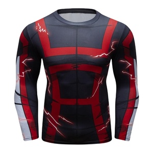 Sublimation Printed Spandex Bjj Quick-dry Men <b>Compression</b> <b>Shirt</b> Top Long Sleeve Sports Baselayer Running Dry Rash Guard - Product Image 1
