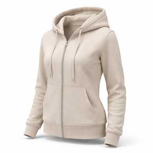 Wholesale Custom Ladies Zipped Hoodie 100% Cotton Supplier - OEM Ladies Zipped Hoodie in Bulk - Product Image 3