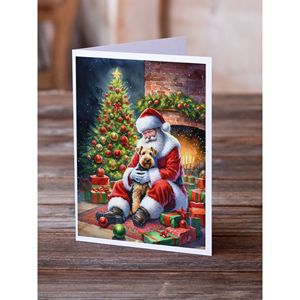 Lakeland Terrier Santa Claus Tarjetas de felicitación Paquete de 8 Whimsical A7 Tarjetas de notas en blanco con sobres Tamaño 5x7 - Product Image 2