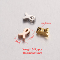 Perles intercalaires en acier inoxydable 3x8mm, breloques ruban rouge, pour la confection de bijoux personnalisés DIY, accessoires de sensibilisation au cancer du sein