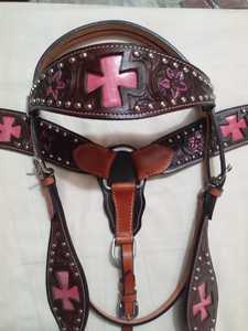 Pechera de cabeza de caballo occidental de cuero Premium para sillines occidentales Headstall cuero inteligente 100% cuero genuino Real - Product Image 4