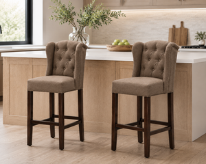 Chaise de comptoir rembourrée moderne avec dossier haut capitonné et pieds en bois massif, confortable et rembourrée pour chaise rembourrée - Product Image 3