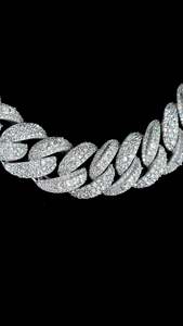 Custom 20mm Lab Grown Diamonds Cuban Chain 925 Sterling Silver Princess Mosaic Cut Iced Out Men's Hip Hop Wholesale B2B Jewelry - Product Image 5