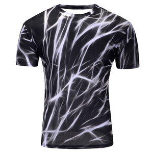 T-shirt imprimé par sublimation pour hommes, tissu polyester léger, manches courtes, style moderne, streetwear - Product Image 1