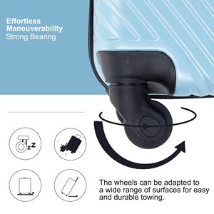 3 pezzi di peso leggero PC + ABS set bagaglio Aqua blu Spinner valigia con due ganci dimensioni 20/24/28 - Product Image 6