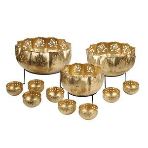 Juego de Cuencos Martillados Diya Urli al Mejor Precio para Decoración de Puja, Artículo Decorativo para el Hogar, de Latón, Duradero, para Uso en Interiores, Cuenco para Flores Flotantes en Agua - Product Image 5