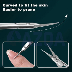 Ciseaux à cuticules en acier inoxydable à pointe fine courbée, lames aiguisées, pour droitiers, durables, pour la coupe des ongles, manucure professionnelle - Product Image 5