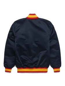 HOMAGE X Starter Astros Jacket เสื้อแจ็คเก็ตเบสบอลวาร์ซิตี้ระดับพรีเมียมสำหรับผู้ชาย โลโก้แบบกำหนดเอง เสื้อแจ็คเก็ตบอมเบอร์สตรีทแวร์ - Product Image 3