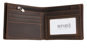Portefeuille Bifold en Cuir Véritable Vintage de Haute Qualité Fait Main pour Hommes avec Fonctionnalité RFID, Motif Logo, Idéal pour les Voyages - Product Image 3