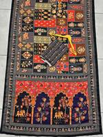Sari indien traditionnel en soie avec impression numérique et patchwork multicolore, idéal pour les mariages et les événements festifs, pour femmes.