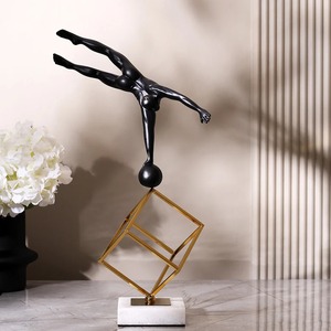 Geometric Shape Black Ceramic Man Figurine Modern <b>Table</b> <b>Decor</b> For Shelf And Cabinet Styling Enhancing Modern Interior Theme - Product Image 3