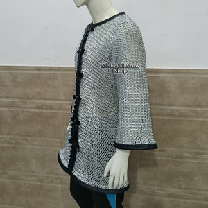 Camisa de Cota de Armadura Medieval de Media Manga con Remaches de Aluminio y Anillos Planos, Ribete de Cuero, Hecha a Mano, Armadura de Caballero para Disfraz de Cosplay - Product Image 3