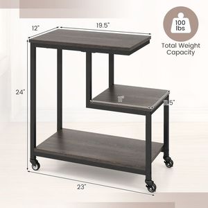 Tavolino Mobile a 3 Ripiani a Forma di G con Mensole Aperte, Arredamento per Soggiorno - Product Image 6