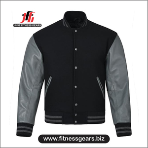 เสื้อแจ็คเก็ตวาร์ซิตี้แบบสั่งทำสำหรับผู้ชาย JUST FITNESS GEARS รุ่นรักษ์โลก สีแดงดำ ปักลายด้านหน้า สวมใส่สบายๆ ในฤดูหนาว ผลิตจากโพลีเอสเตอร์/ผ้าฝ้าย - Product Image 3
