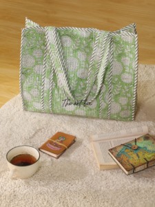 Sac fourre-tout en coton matelassé à imprimé floral assorti OEM - Sac de courses réutilisable écologique - Product Image 4