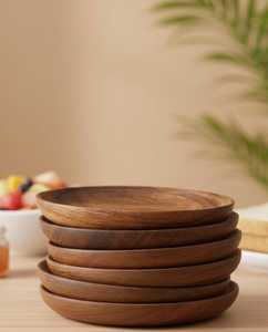 Handmade Wooden Plate Solid Wood <b>Dinner</b> Serving <b>Tray</b> Rustic Kitchen Dish - Product Image 3