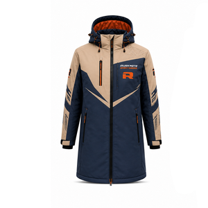 Vestes longues pour hommes, style motard, en textile, avec capuche, polyester/nylon, motif, fermeture éclair intégrale, logo, vestes longues en textile - Product Image 1
