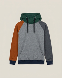 เสื้อฮู้ดดี้สีขาวลายบล็อกสีสันสดใส แขนยาว มีเชือกผูก ปิดฮู้ด มีกระเป๋าจิงโจ้ ผลิตจากผ้าฝ้าย 100% สำหรับฤดูหนาว - Product Image 4