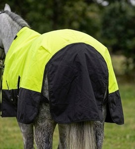 Couverture imperméable pour cheval, taille moyenne, avec rabat de queue, 2 sangles de fixation, en tissu Oxford, pour usage extérieur, protection automne, utilisation dressage, polaire légère - Product Image 3