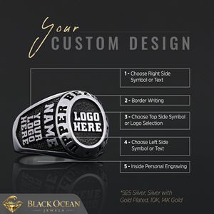 Anillo de Graduación Universitario BOJ MCollege Ring 030 Personalizado en Plata con Diamantes, Unisex, Certificado por GIA, Micro, Bajo Precio - Product Image 5