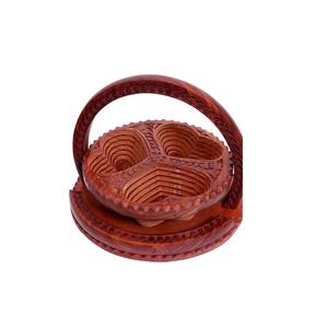 Round Wooden Basket Tokri for Fruits <b>Vegetables</b> Multipurpose Table Top Kitchen Home Decor Basket Ideal for Gifting - Product Image 5