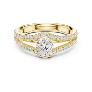 แหวนเพชรทรงกลมทองคำขาว 14K สำหรับผู้หญิง สวมใส่ในออฟฟิศ เพชรเพาะเลี้ยงใหม่ - Product Image 1