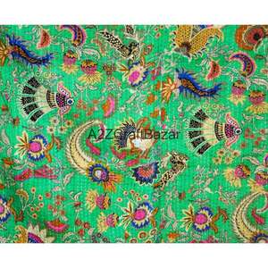 Couverture Kantha réversible vintage faite à la main en coton biologique imprimé floral de haute qualité, écologique, style indien, très vendue pour la maison - Product Image 2