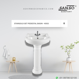 Ensemble Stargold très vendu, lavabo sur pied moderne finition brillante, évier en céramique de haute qualité, garantie 5 ans, vente en gros - Product Image 2