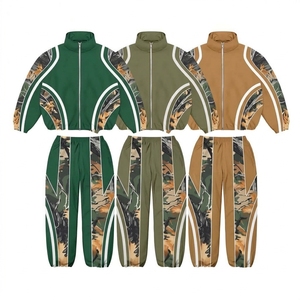 Ensemble de survêtement camouflage unisexe personnalisé à manches longues avec fermeture éclair et col montant, vêtements de sport décontractés d'automne, pantalon et veste en polyester à séchage rapide - Product Image 3
