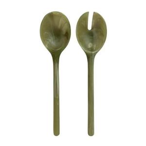 Juego de Cuchara para Servir y Tenedor para Postre de Resina con Diseño Moderno de Remolinos Azules y Verdes, Ligero, Hecho a Mano, Vajilla Artística - Product Image 4
