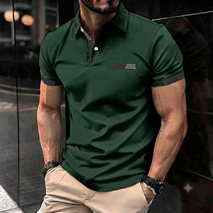 T-shirt de golf décontracté pour homme, à manches courtes, respirant, bicolore marron et blanc, avec fermeture éclair quart de tour, pour usage quotidien, à prix réduit - Product Image 5
