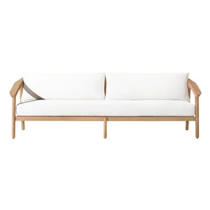 Modern Minimalist <b>Outdoor</b> <b>Sofa</b> Solid Teak Frame Waterproof Cushion Contemporary Patio Lounge Couch Luxury Garden Furniture - Product Image 1