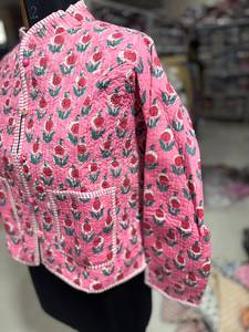 Floral <b>Quilted</b> Cotton <b>Jacket</b> With Mandarin Collar Full Sleeve Autumn Women's Outerwear GIFT FOR HER - Product Image 5
