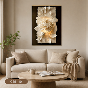 Cadre personnalisable Modèle C55-10 Peinture florale abstraite Moderne Art mural en verre trempé fait main Miroir élégant pour la maison - Product Image 2