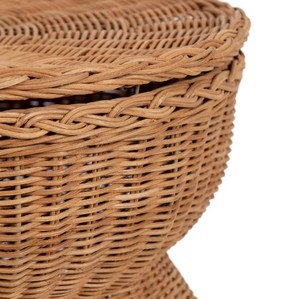 Handwoven Natural Rattan <b>Storage</b> Side <b>Table</b> with Removable Lid Round Wicker <b>End</b> <b>Table</b> for Living Room Bedroom Boho Home Decor - Product Image 4