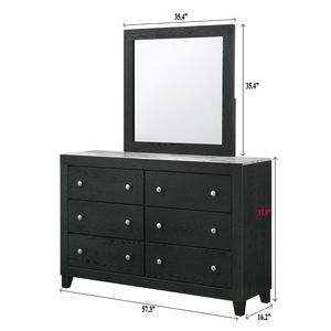 Comò Moderno Contemporaneo a 6 Cassetti, 1 Pezzo, con Piano in Finto Marmo Bianco e Finitura Nera, Arredamento Camera da Letto - Product Image 5