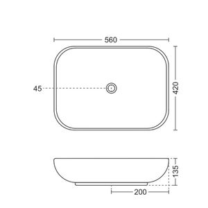 Exclusivo lavabo rectangular de cerámica para colgar en la pared, 560x420x135mm, blanco brillante, con medio pedestal. - Product Image 4