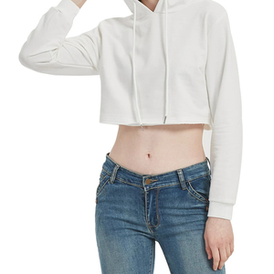 เสื้อฮู้ดครอปผ้ากำมะหยี่สำหรับผู้หญิง สั่งทำโลโก้ได้ ขายส่ง สีพื้น ระบายอากาศได้ดี เป็นมิตรกับสิ่งแวดล้อม ปรับแต่งด้านหน้าได้ - Product Image 4