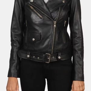 Blouson en cuir de mouton véritable pour femme, style motard, sur mesure, coupe ajustée, vêtement d'extérieur streetwear haut de gamme - Product Image 6