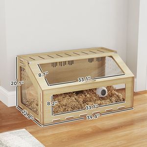 Habitat della gabbia per animali domestici da 39 pollici per criceto nano gerbillo criceto cavia e quercia di ratto con finestra in acrilico e piano apribile - Product Image 3