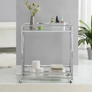Premium Handmade Metal <b>Utility</b> Organizer Cart with Heavy Duty Construction Multi Shelf Storage Smooth Wheels Premium Powder - Product Image 4
