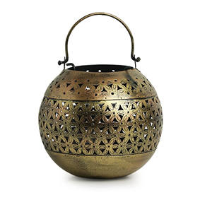 Pot d'encens de luxe du moyen-orient en laiton, bougie chauffe-plat et brûleur d'encens faits à la main et peints à la main dans une finition rustique antique - Product Image 1