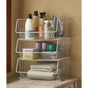 Panier de rangement minimaliste en métal, bac organisateur durable pour étagère de chambre - Product Image 3