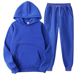 <b>Boys</b> Solid Blue Hooded Tracksuit Set Casual Full Sleeve Cotton Jogger Pants Autumn Sportswear Kids Clothing - Product Image 1