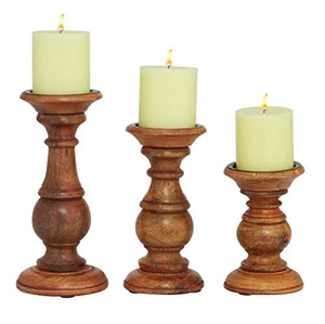 Ensemble de deux porte-bougies en bois personnalisés, faits à la main, pour la décoration de la maison et de mariage - Product Image 5