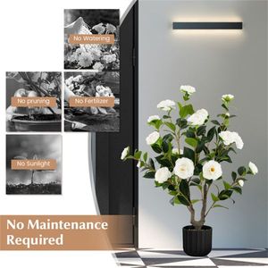 2 Pezzi Albero di Camelia Artificiale Bianco Cemento da 38 Pollici, Pianta Finta Durevole - Product Image 4