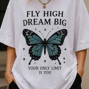 T-shirt décontracté pour femme, coupe oversize, col rond, épaules tombantes, manches mi-longues, respirant, tricoté, imprimé par transfert thermique, logo brodé, 100% coton - Product Image 5