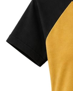 Mustard Yellow And Black <b>Raglan</b> T Shirt For Women Casual Crew Neck Short Sleeve Soft Cotton Blend Summer Fashion <b>Top</b> - Product Image 5
