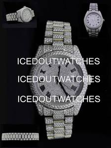 Montre personnalisée en moissanite VVS1 avec diamants ronds, entièrement sertie, en acier inoxydable, testée et approuvée, montre de luxe pour homme - Montre pour lui - Product Image 2