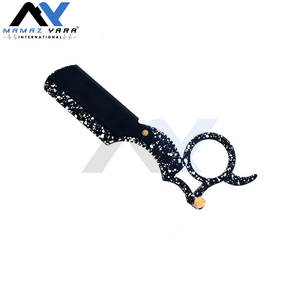 Navaja de afeitar de filo recto para hombre con mango de inserción para el dedo, la mejor para barbería, de grafito negro con revestimiento de papel, para aseo personal - Product Image 2